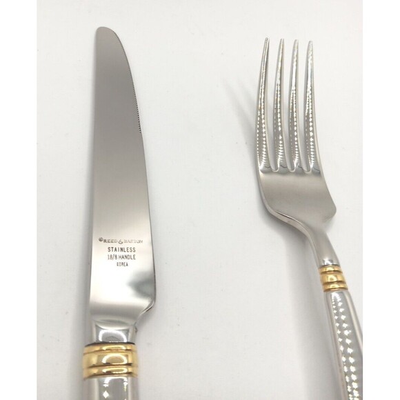 Reed & Barton Golden Longwood Place Knife & Fork 18/10 Stainless Korea Flatware - Picture 2 of 5